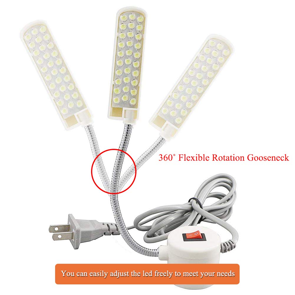 HONG111 LED Sewing Machine Light (30LEDs - 2 Watt), Flexible Work Light Gooseneck Lamp with Magnetic Mounting Base for Lathes, Workbenches, Drill Press, Music Stands, Crafts