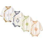 IADOER Newborn Cotton Baby Girls Boys Bodysuit Long Sleeve Printed Romper Spring Autumn 4-pack One-Piece Baby Clothes
