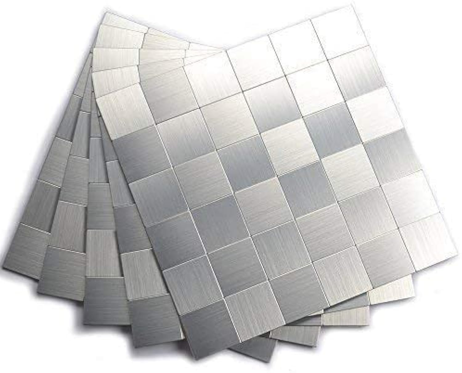 Yipscazo Stick on Tiles for Kitchen Splash Back, Peel and Stick Mosaic Tiles Backsplash Metal Stainless Steel for Bathroom, Camper, Fireplace