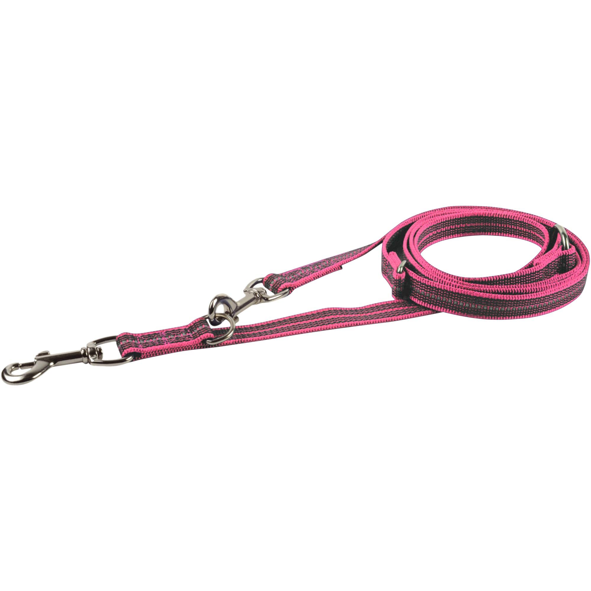 Rubberised lead, 3-way adjustable, pink, 230 cm (2.3 m)