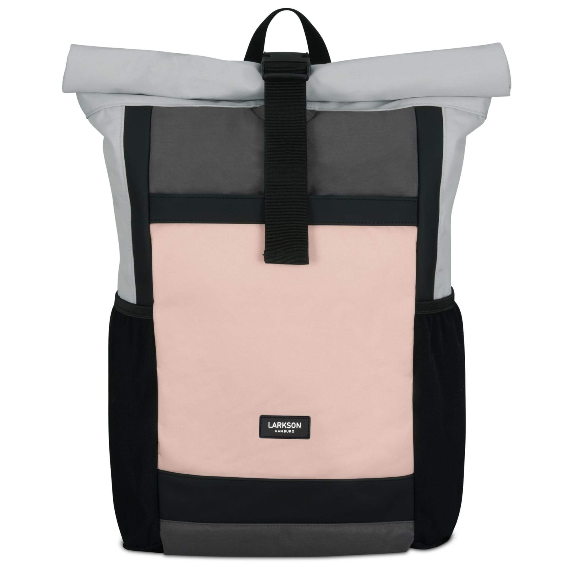 LARKSON Roll Top Backpack Women Rose Grey - No 2 - Rucksack for University, School, Office - College Laptop Bag 16 Inches - Water-Repellent