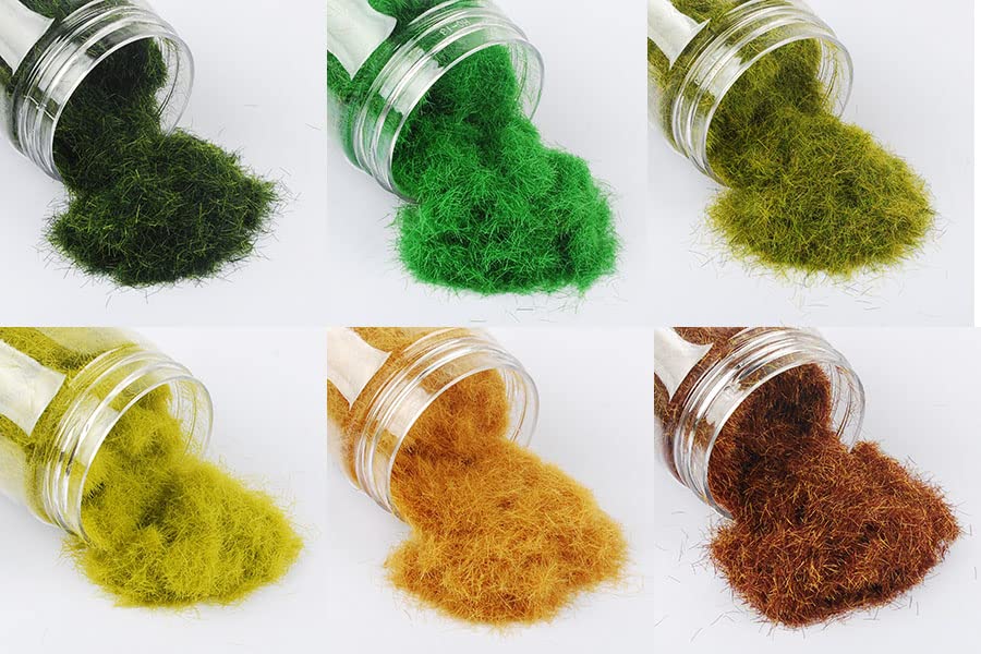 NWFashion 6 X 125ml 5MM Static Grass Dressing Tree Flower Scatter Flock Scenery Materials Miniature Trees for Fairy Garden