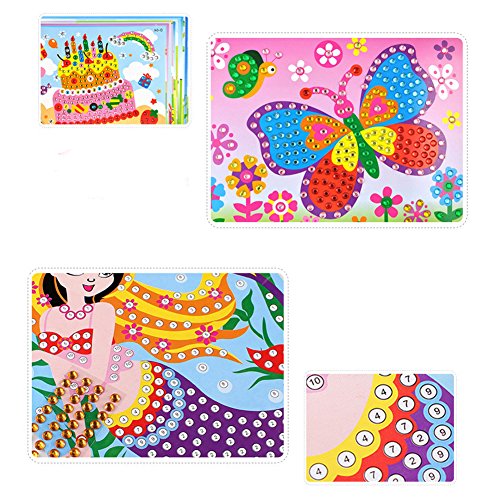 Alician Funtoy for 10 Pcs 3D Crystal Mosaics Sticker Creative Art Sticker Intelligent Development Toys Christmas Birthday Gift (Random Send)