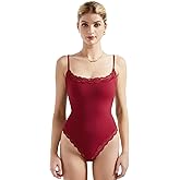 SUUKSESS Women Square Neck Lace Bodysuit Sleeveless Spaghetti Strap Tank Top