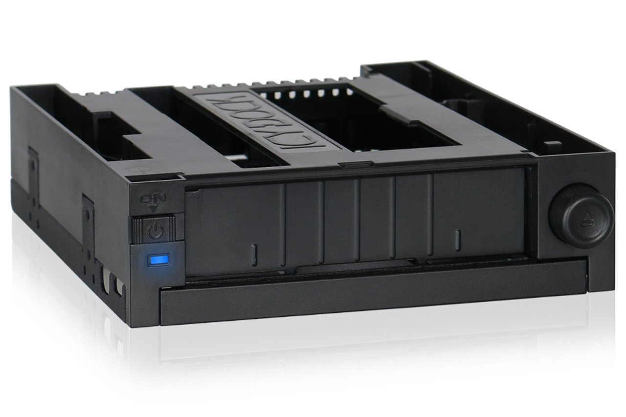 ICY DOCK Strapless SATA Hot Swap Mobile Rack for 3.5 Inch (6.4 cm) HDD and Ultra-Slim ODD in 1 x 5.25 Inch (13.3 cm) DuoSwap MB971SPO-B