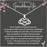 LUV AND GRATITUDE Granddaughter Gifts from Grandma, Granddaughter Necklace, Granddaughter Birthday Gifts, Sterling Silver Infinity Heart Necklace for Granddaughter with Message Card and Gift Packaging