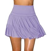 Women's Mini Skirt Skort Flowy Pleated High Waisted Ruffle Tennis Skirts for Women Athletic Skater Golf with Shorts Pockets