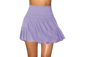 HRAGC Women's Mini Skirt Skort Flowy Pleated High Waisted Ruffle Tennis Skirts for Women Athletic Skater Golf with Shorts Pockets