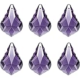 PATIKIL K9 Crystal Pendants Teardrop Beads, 6 Pack 38mm Chandelier Prisms Parts Hanging Leaf Beads DIY Lamp for Arts Crafts Decoration, Purple