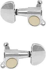 QWORK 6Pcs 3L 3R Guitar Tuning Pegs Electroplated Silver Set view 2