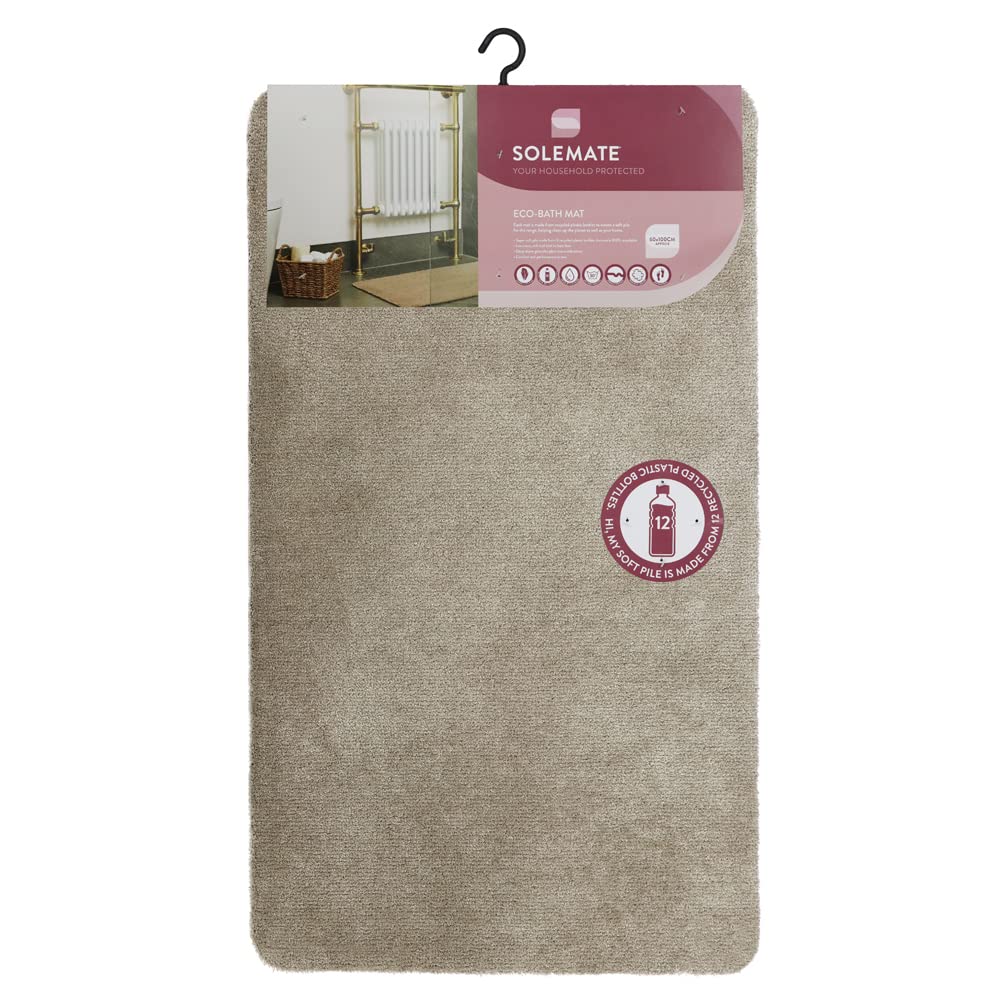 JVL SOLEMATE Eco-Bath Mat, 60x100cm, Stone