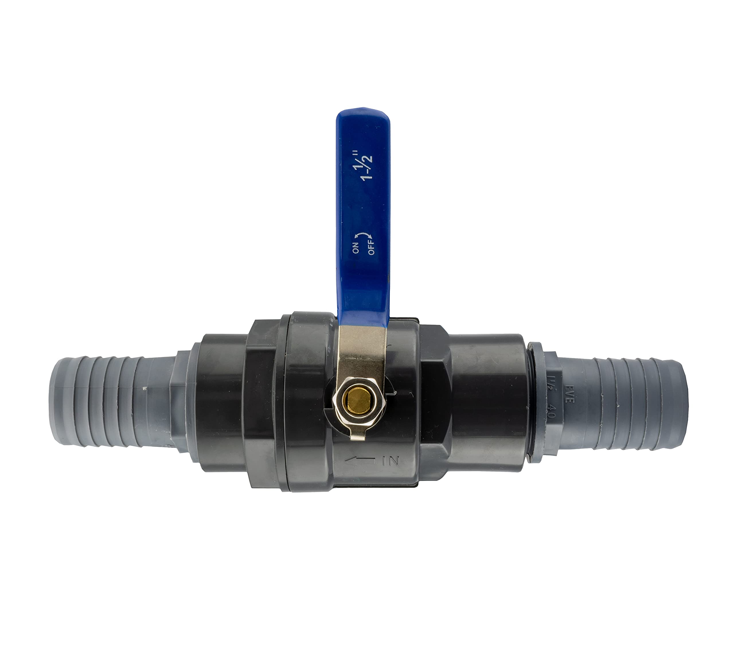 Premium Flow Control Valve for layflat of Corrugated Pond Hose,Stainless Steel Interior Parts + Handle,Ideal for Pumps,Waterfall,Filters and Water Features,Complete with hosetails (40mm) — image 1