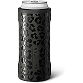 BrüMate Hopsulator Slim Can Cooler Insulated for 12oz Slim Cans | Skinny Can Insulated Stainless Steel Drink Holder for Hard Seltzer, Beer, Soda, and Energy Drinks (Onyx Leopard)