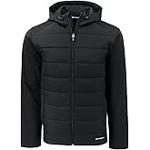 Cutter & Buck mens Evoke Hybrid Eco Softshell Recycled Full Zip Mens Big & Tall Hooded Jacket