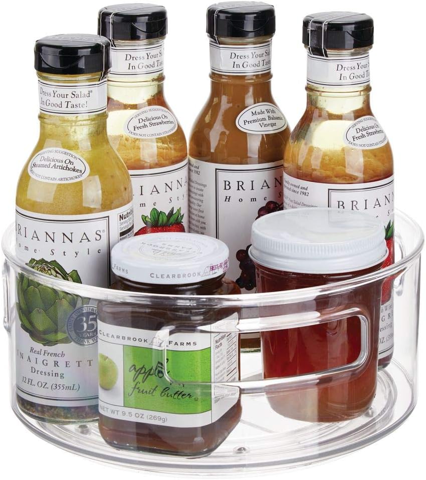 mDesign Lazy Susan Turntable Condiment Holder — Plastic Revolving