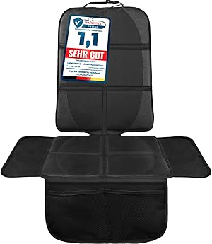LIONSTRONG® Kindersitzunterlage Autositzschoner [ISOFIX GEEIGNET] - wasserabweisender Polyester Stoff schwarz - Sitzschutz Sitzschoner Auto Kindersitz - universell kompatibel (Schwarz)