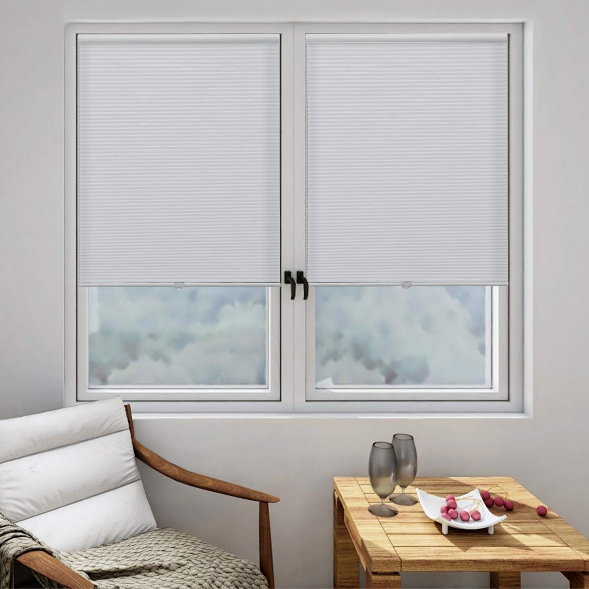 Matinss Honeycomb Blinds Cordless Blinds Light Filtering Shades Privacy Window Blinds For Home Bedroom 23x64 White