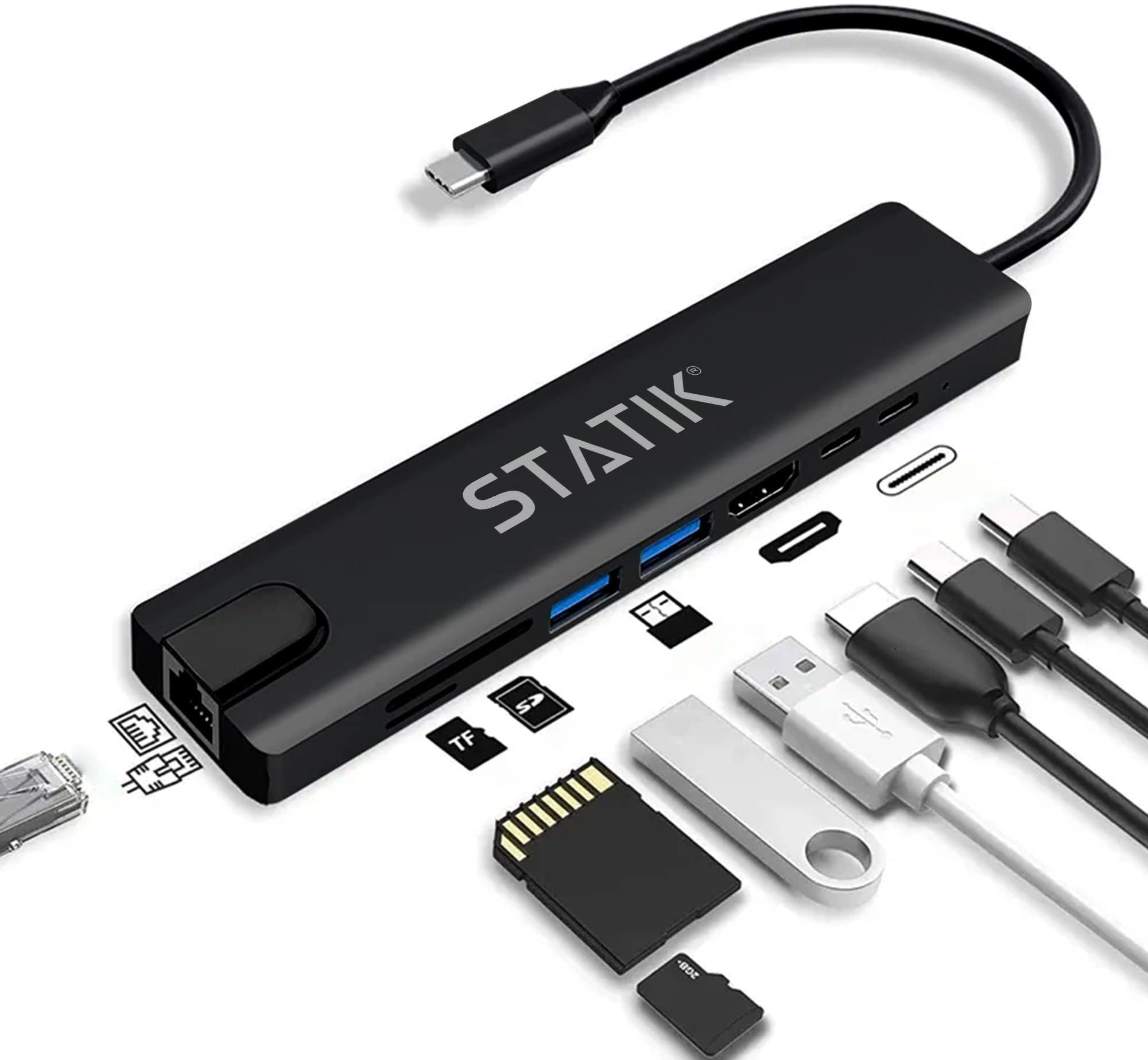 Statik UltraHub 8-in-1 USB Hub - Black
