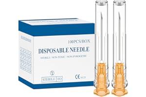HIMELAND 25Ga 1 Inch Luer Lock Needle, Industrial Dispensing Accessories, Individually Wrapped, Pack of 100, Lab Tools, Suitable for Refilling Liquid, Inks