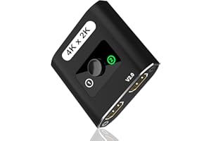 AUKOKIOULA HDMI Switch Splitter 4K@60Hz, Aluminum Bi-Directional HDMI 2.0 Switcher, HDMI Splitter 1 in 2 Out/ 2 in 1 Out, Support 4K 3D HDR for Xbox, PS5/4/3, Fire Stick, Roku, HDTV, Projector, Computer (Black)