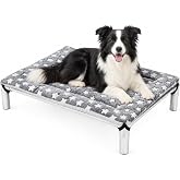 42x30'&lsquo; Elevated Dog Bed Cover Replacement Large Crate Dog Bed Cot Outdoor | Warm Thermal PET Pad Mat with Corner Straps, Reversible Fleece Puppy Crate Kennel Mat, Cozy Large Gray Star Print