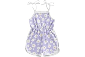WZTYYDS Toddler Baby Girl Summer Clothes Floral Romper Tie-Up Strap Halter Jumpsuit Infant Summer Sling Playsuit 6M-3T