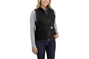 Carhartt womens Relaxed Fit Washed Duck Sherpa-lined Mock-neck VestVest
