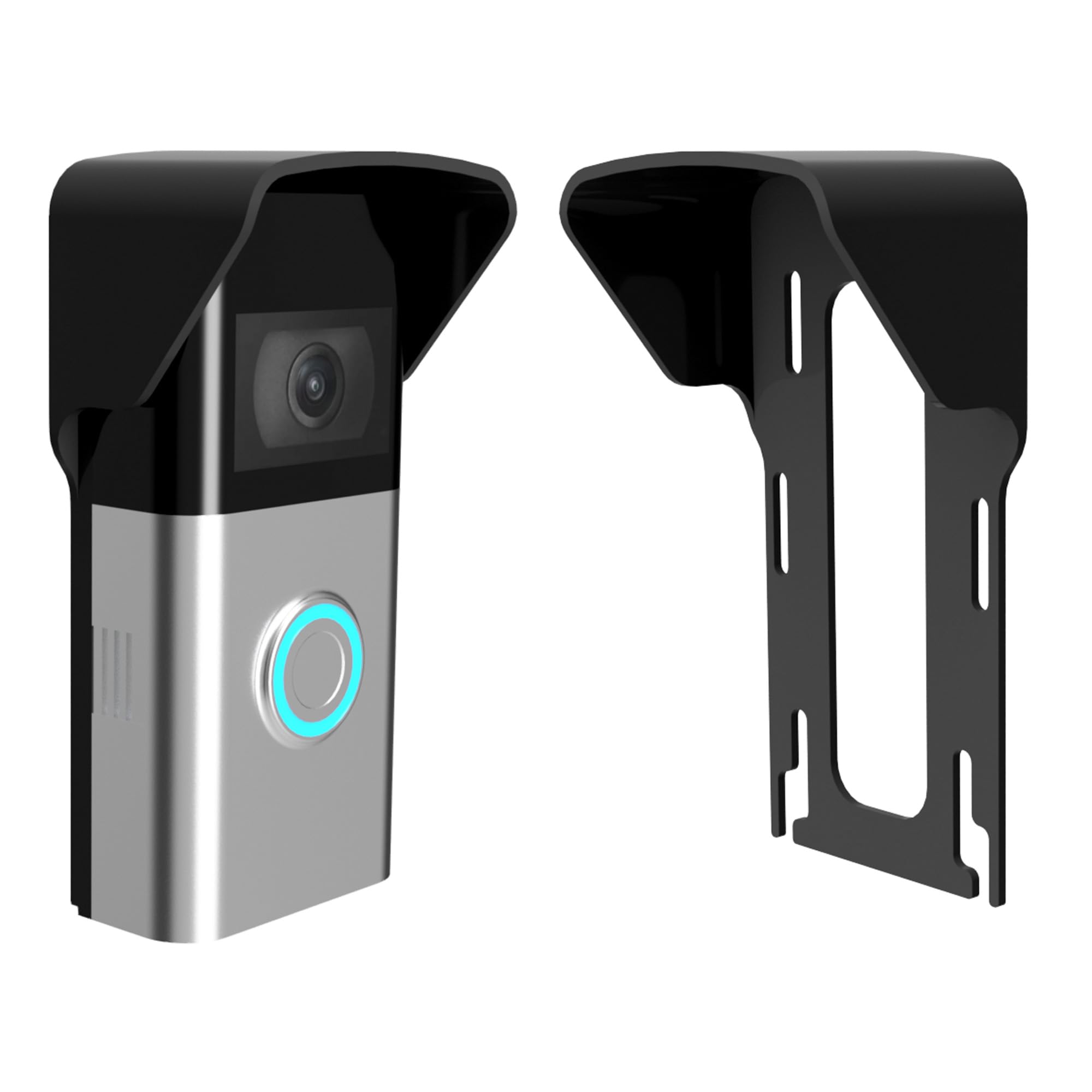 Mars Outpost No Drill Rain Cover for Battery Video Doorbell Pro Plus1,2,2nd Gen,3,3 Plus,4 Mounting Plate, Sturdy, Slim, Anti Glare and Height Adjustable Wireless Doorbell Weather Protector