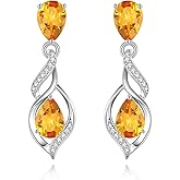 FANCIME Gift for Women Birthstone Earrings for Her Teardrop Birthstone Earrings S925 Sterling Silver infinity Love Birthday Gifts for Mom Women