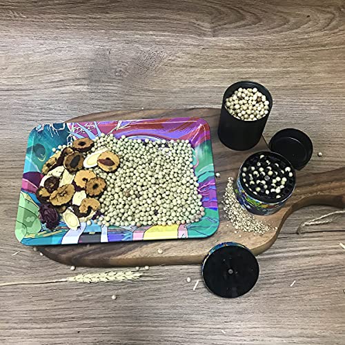 Metal Rolling Tray Combo Kit with Aluminum Herb Grinder Metal Crusher