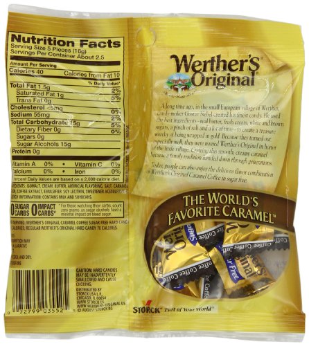 image for WERTHER'S ORIGINAL Sugar Free Caramel Coffee Hard Candies, 1.46 Ounce 