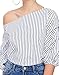 Romwe Women's Striped Off Shoulder 3/4 Sleeve Shirt Blouse
