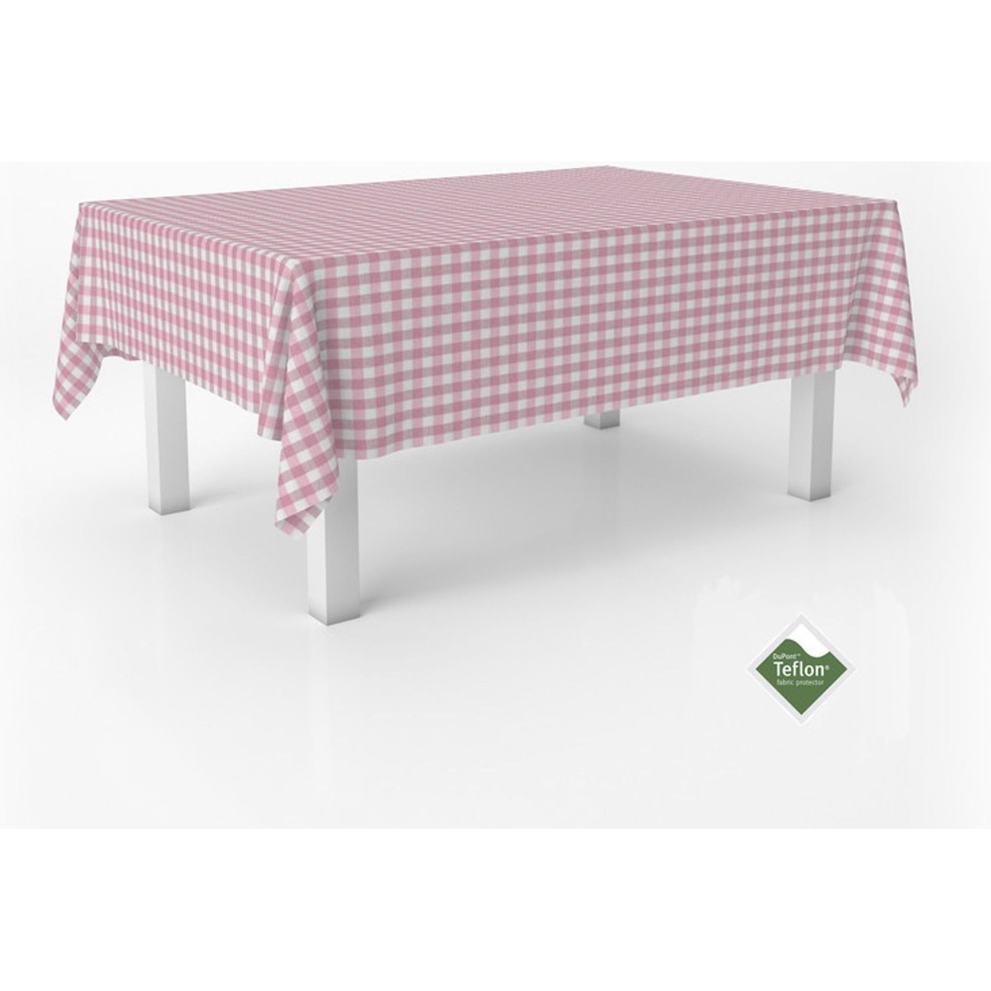 ECOMMERC3 | Stain Resistant Vichy Tablecloth for Rectangular Table Size 300 x 140 cm - Vichy Tablecloth Extra Soft and Waterproof Touch Pink