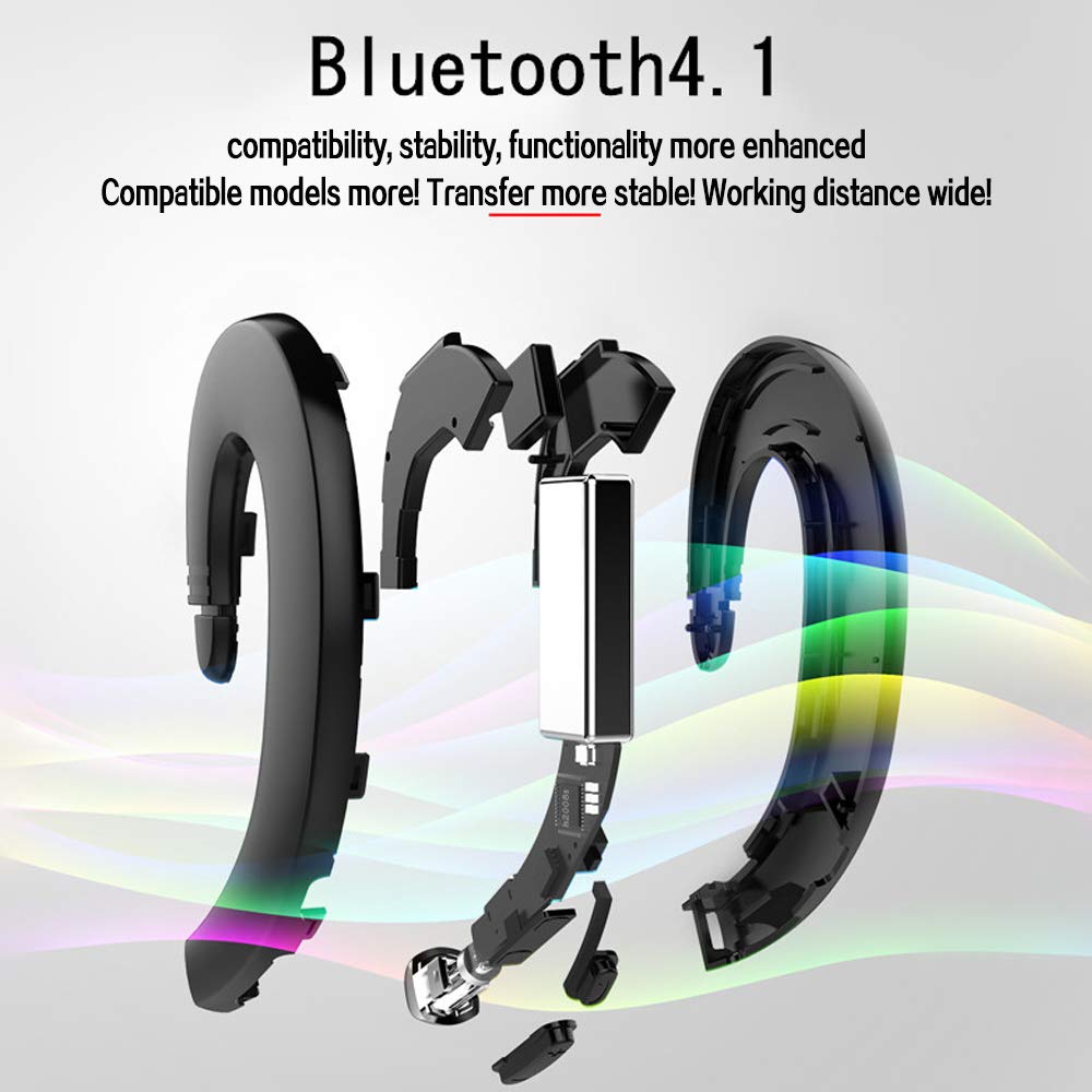 SLUB Ture Wireless Bluetooth Invisible Single Earbud with Microphone Noise Cancelling  Waterproof Ear-Hook Non Ear Plug Sport Headset for  Cell Phone(Black)