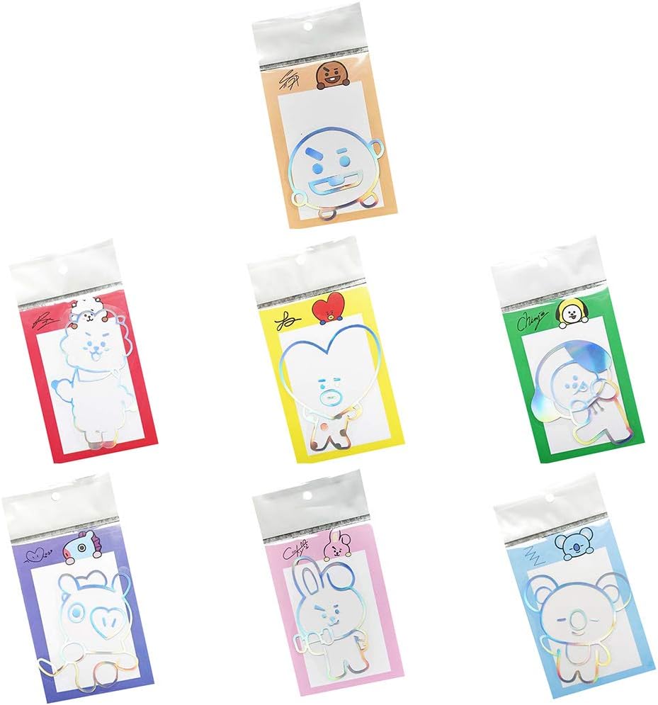 Yuxareen Kpop BTS Same Paragraph Cartoon Shape Laser Colorful Stickers Fashion Mobile Phone Stickers Refrigerator Stickers Luggage Stickers A.R.M.Y Hot Gift(7PCS)