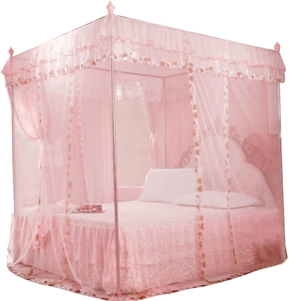 Luxury Princess 3 Side Openings Post Bed Curtain Mosquito Net Canopy