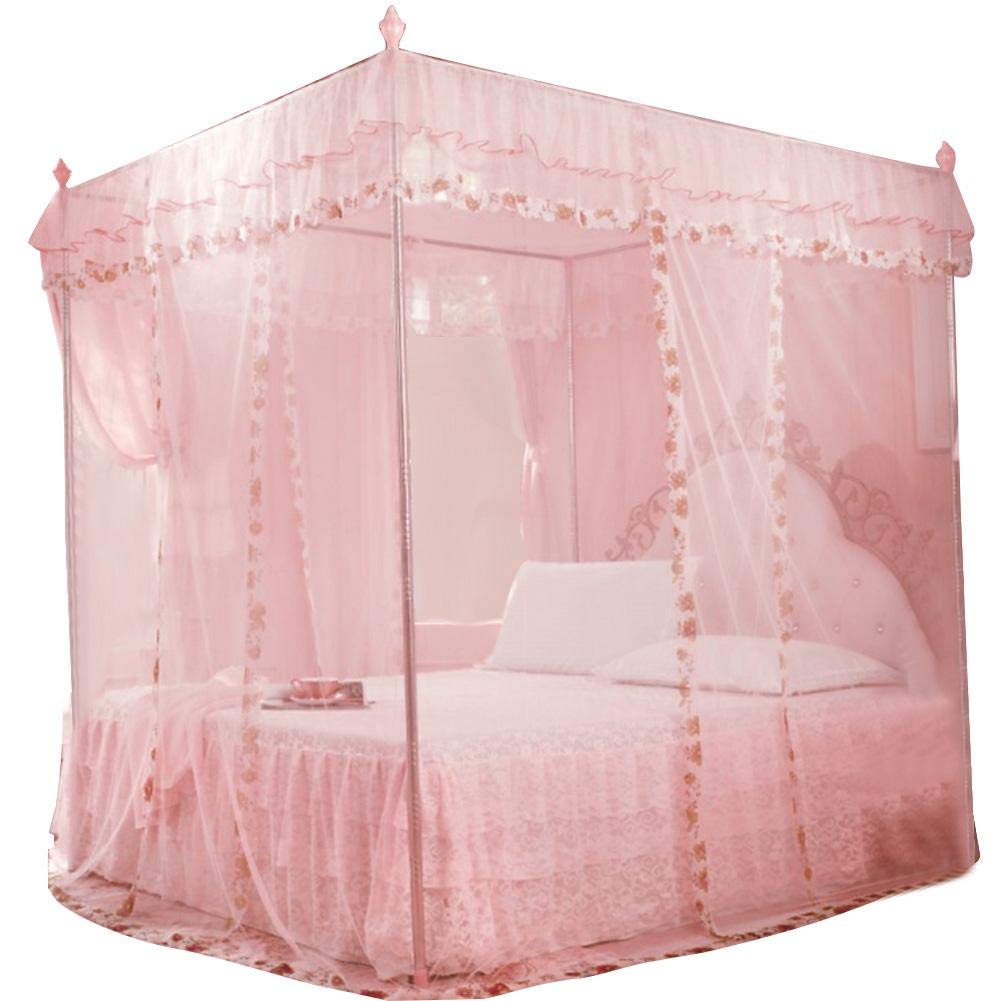 TOPINCN Princess Bed Canopy Mosquito Net Fly Insect Protection Bedroom Decorative (150 * 200 * 200-Pink)