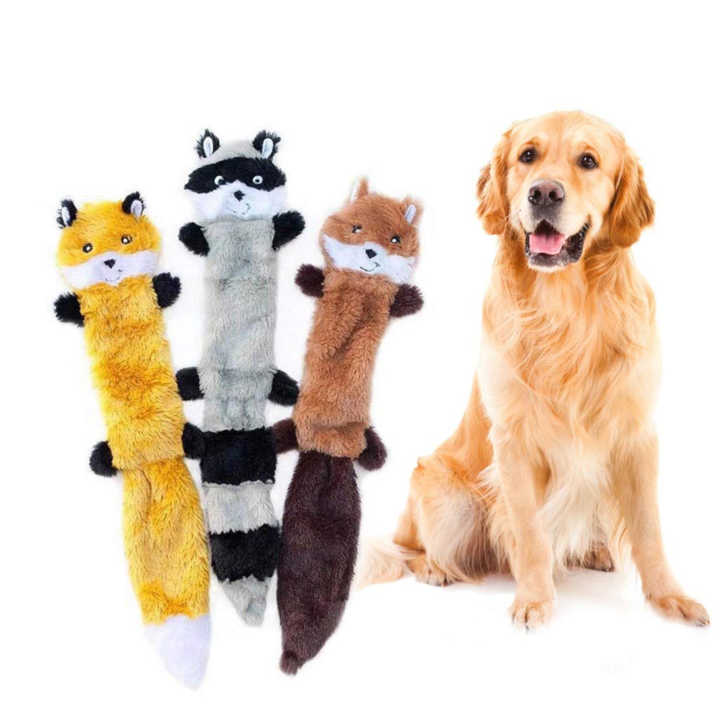 Caerling 3Pcs Pet Sounding Toy Pet Molar Toy Toy Sound Plush Toys Raccoon Squirrel Dog Toy Pet Puppy Plush Sound Chew Squeaker Squeaky (One size, Colorful)