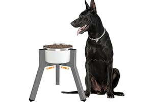 TIDANT Dog Bowl Stand, Adjustable Width for 7-10.6'' Bowls, Raised Dog Food & Water Bowls, 11'' Tall, Grey (Bowl Not Included)