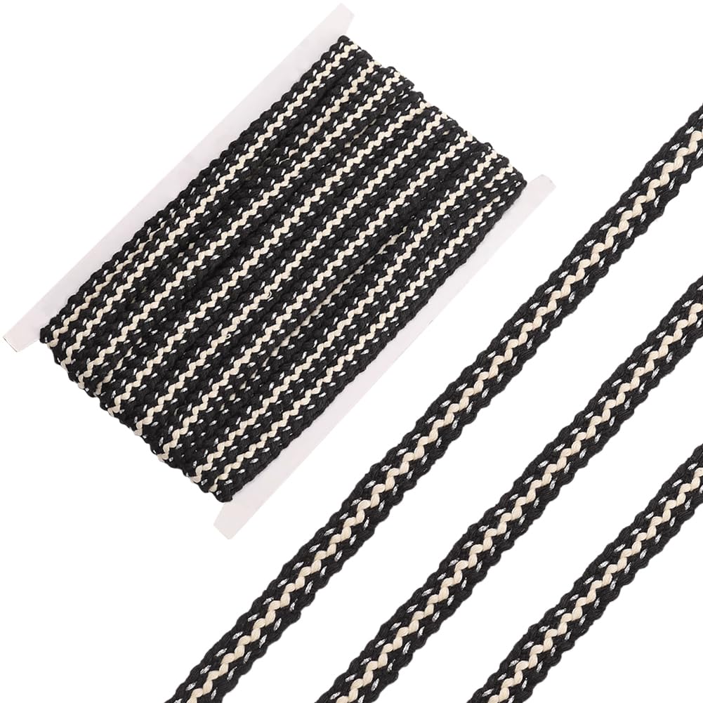 GORGECRAFT 10 Yards 12mm Cotton Braided Ribbon Gimp Braid Trim Metallic Silver Woven Fabric Decorative Webbing Packaging Gift Tape Handmade Supplies for Curtains Lampshade Sofa Sewing Crafting