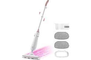 Moolan Steam Mop, 15s Fast Heat-Up Steam Cleaner with 2 Washable Pads, Chemical-Free Hard Floor Cleaning for Carpet, Tile, Laminate, Hardwood, Self-Standing with Adjustable Handle