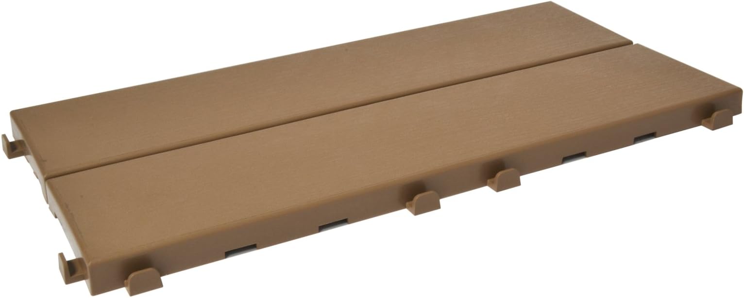 Plastic Tiles with Wood Effect Finishing 37.7 x 18.6 cm for Interior, Exterior and Garden, Very Versatile and Self-Locking. Color: Beige. The Box Contains 14 Pieces (CA. 1 M2)