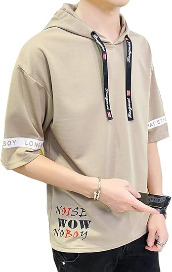Amazon Piite メンズ トップス パーカー 夏 半袖ｔシャツ フードパーカー おしゃれ 上着 ゆったり ｔシャツ スポーツ 紳士着 おしゃれパーカー カジュアル 五分袖 原宿系 かっこいい トレーナー パーカー 通販