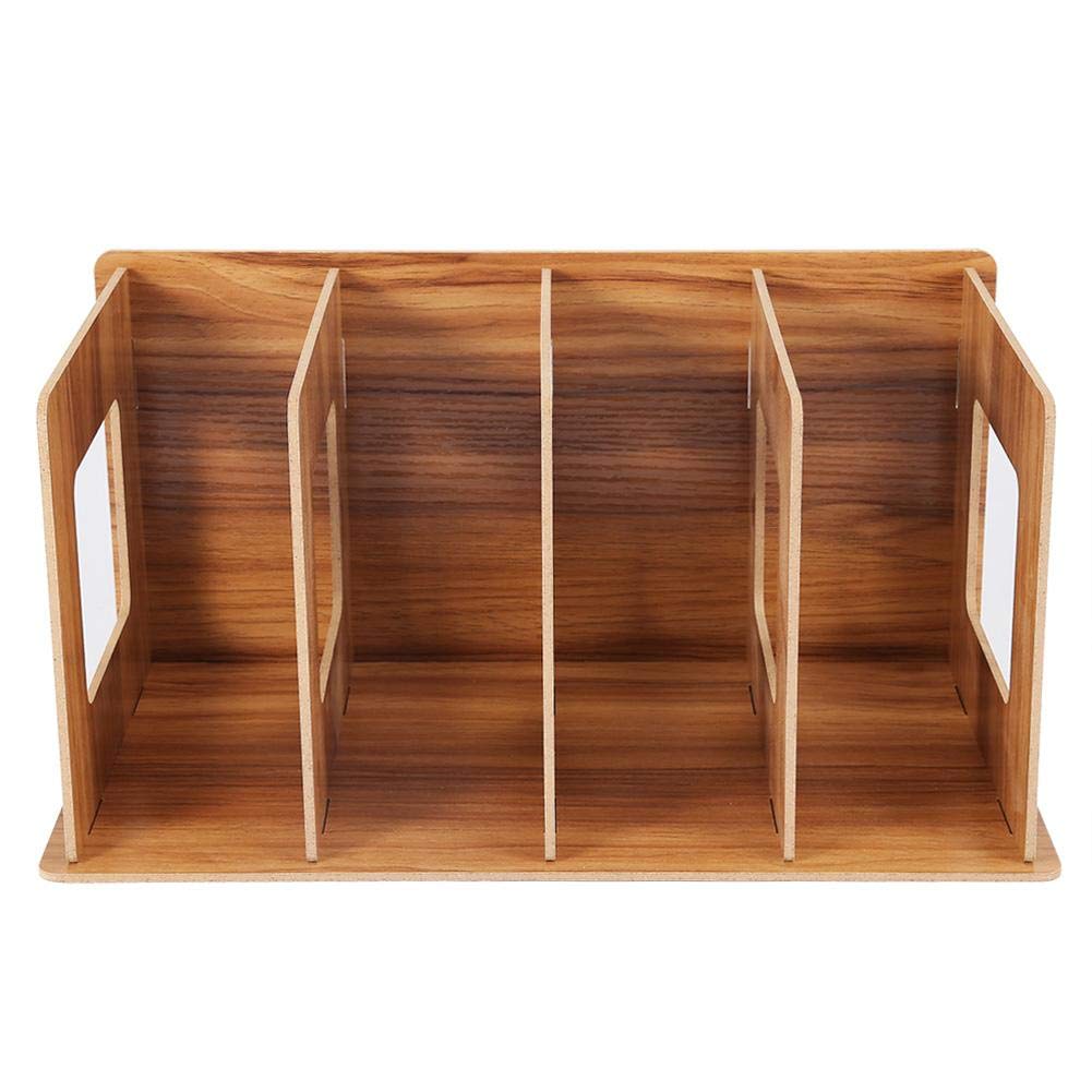 Fdit Bookcase Shelf Storage Organizer Wooden Book Rack Bookshelf for Students Kids Adult Books DVD Storage Holder(Cherry Wood)