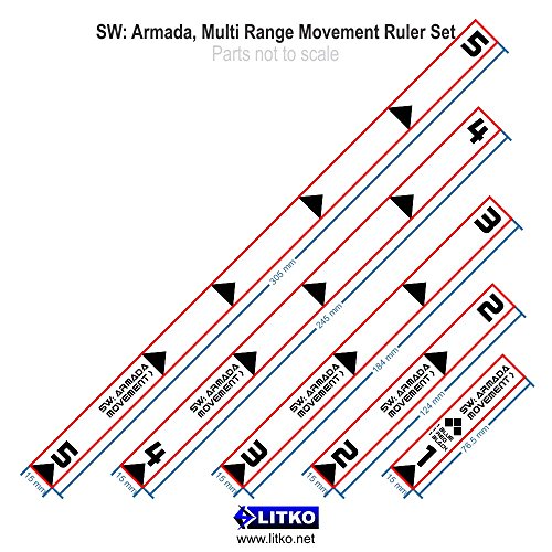 SW: Armada Multi Range Movement Ruler Set, Fluorescent Pink (5)