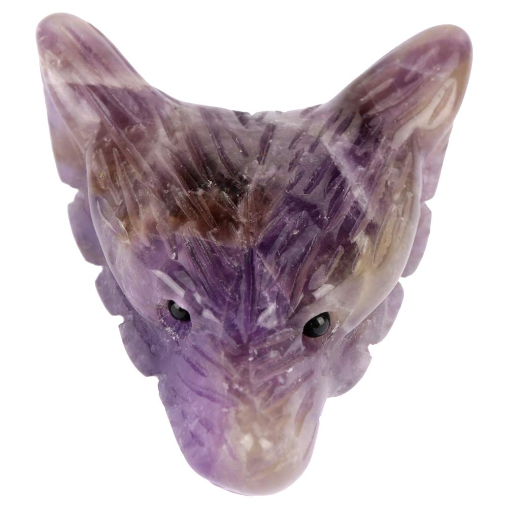 1.3 Inch Crystal Tiger Stone Wolf Head Pendant DIY Jewelry (Amethyst), Handmade Materials