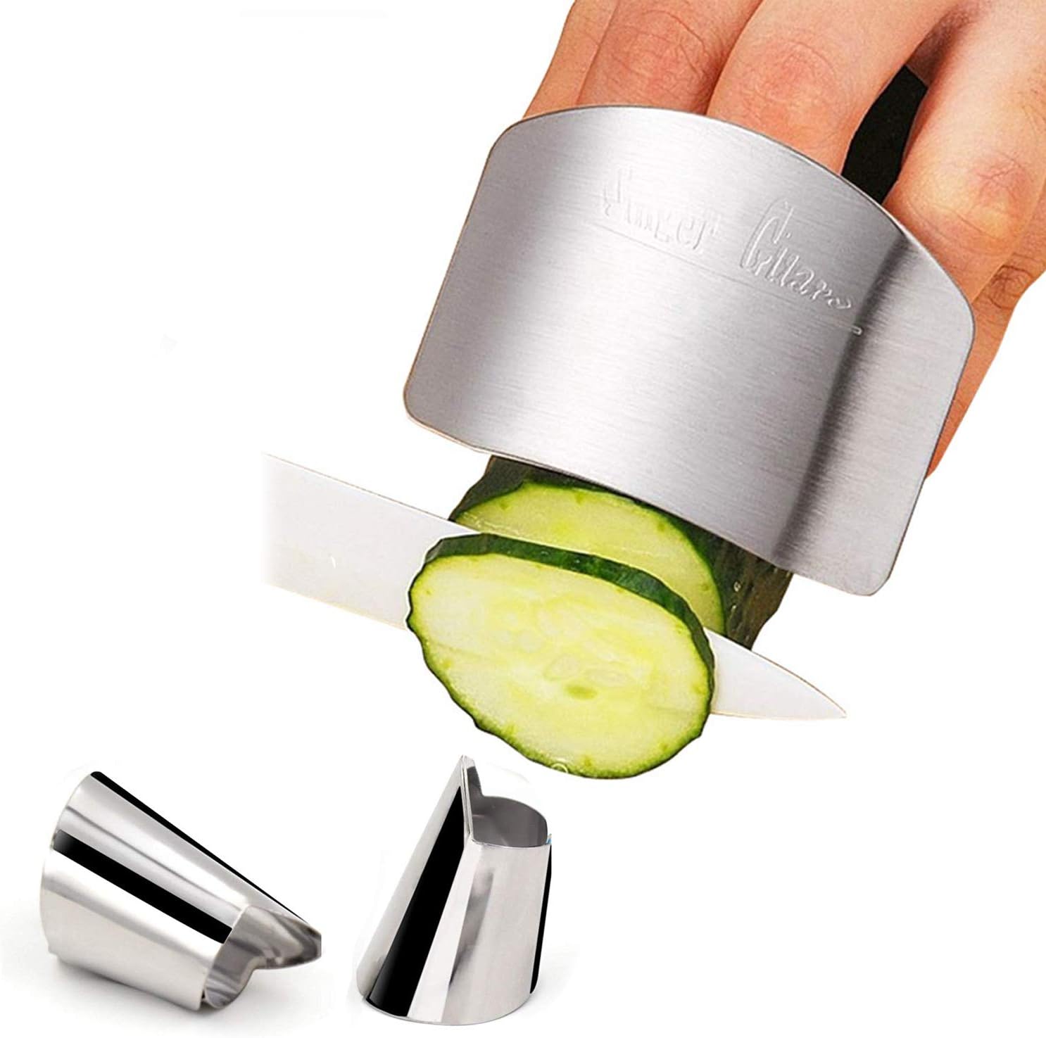 3 Pcs Stainless Steel Finger Guard Cutting Protector, Adjustable