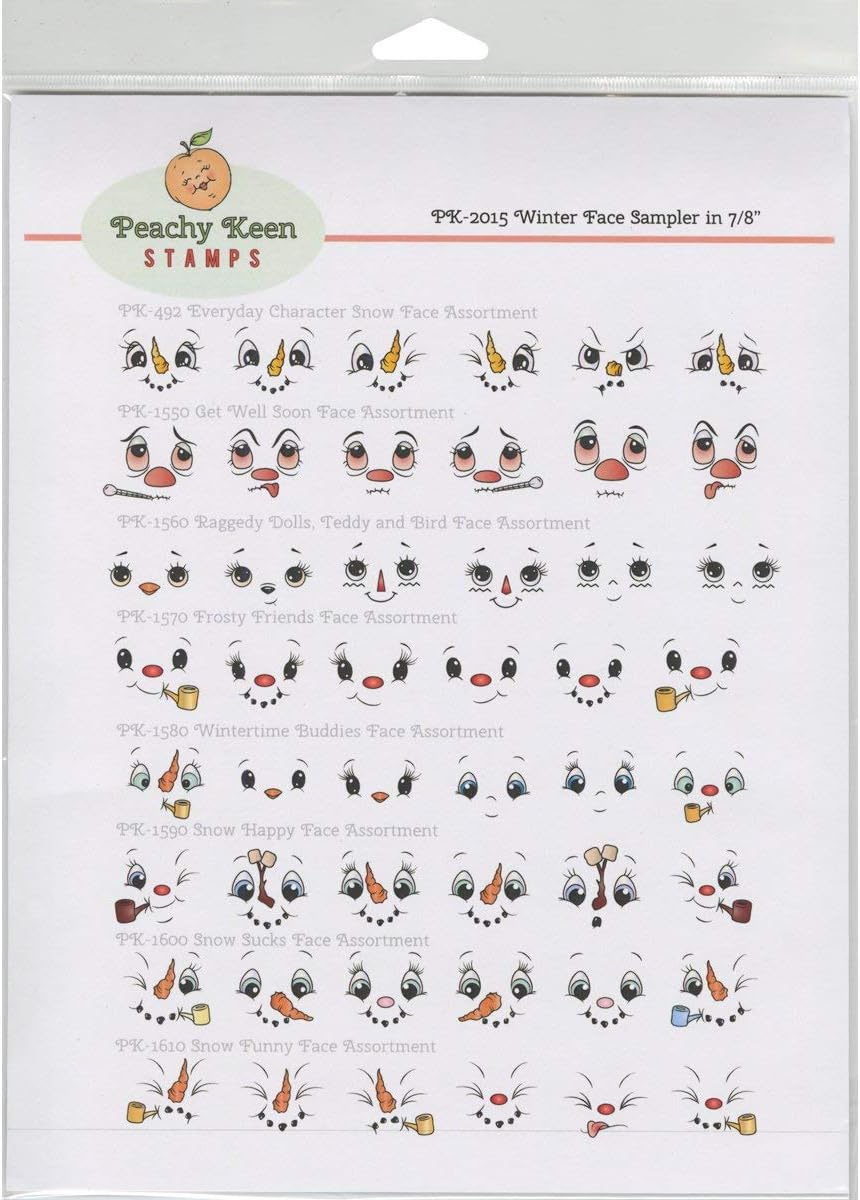 Peachy Keen Stamps Clear Face Assortment 4-Winter Sampler, Other, Multicoloured, 0.38x22.22x31.11 cm