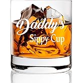 AGMDESIGN Daddy's Sippy Cup Whiskey Glasses, Father's Day Funny Whiskey Glass, Birthday Gifts for Dad from Daughter, Father's Day Gifts for Man Father New Dad Uncle Grandfather