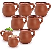 Kingrol 6 Pack Authentic Mexican Clay Mugs - 12 oz Tazas de Barro, Handcrafted Pottery for Hot and Cold Beverages, Coffee, Tea, and Cocktails